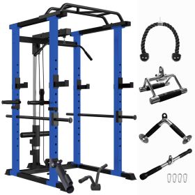 Multi-functional Power Cage, Home Adjustable Pullup Squat Rack 1000Lbs Capacity Comprehensive Fitness Barbell Rack with Gym accessories