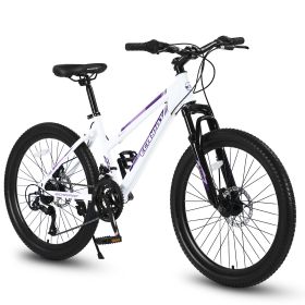 S26103 26 Inch Mountain Bike For Teenagers Girls Women, Shimano 21 Speeds With Dual Disc Brakes And 100mm Front Suspension (Option: White)