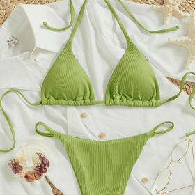 Factory Wholesale Women's Sexy Small Rib Bikini Tie Bikini Set Two Piece Swimsuit Beach Wear (Option: Style15-S)