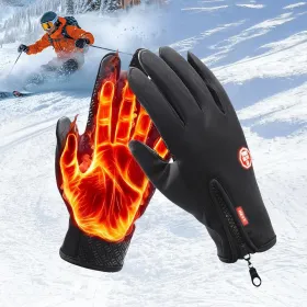 Anti-Slip Waterproof Thermal Winter Gloves For Men And Women, Windproof Cold Weather Motorcycle Riding Bicycle Cycling Hiking Gloves Touch Screen (Option: XL)