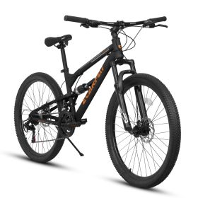 A26207 26 Inch Steel Frame Shock Fork Plus Shock Absorber 21-speed Unisex Mountain Bike (Option: Black)