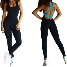 Women\'s Sports YOGA Workout Gym Fitness Jumpsuit (Option: GiftGymFitPantsBlueM)
