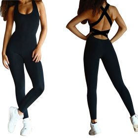 Women\'s Sports YOGA Workout Gym Fitness Jumpsuit (Option: GiftGymFitPantsBlackL)