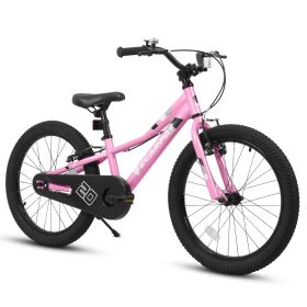 A20117 Kids' Bike 20 Inch Wheels, 1-Speed Boys Girls Child Bicycles For 4-7Years, Front V Brake, Rear Holding Brake (Option: Pink)
