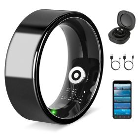 Smart Ring Health Tracker Fitness/Sleep/Stress/HRV Tracker with Charging Case Magnetic Charging Cable for Women & Men Compatible with iOS & Android 7- (Option: SmartRingBlack9)