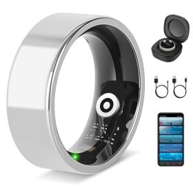 Smart Ring Health Tracker Fitness/Sleep/Stress/HRV Tracker with Charging Case Magnetic Charging Cable for Women & Men Compatible with iOS & Android 7- (Option: SmartRingSilver8)