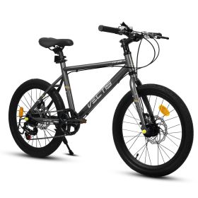 A20183 Kids Bike For 6-12 Years Old, 20 Inch Children's Bicycle For Boys Girls, 7-Speed Steel Frame, , Dual Disc Brakes, 20x1.75 Inch Tires Road (Option: Black)