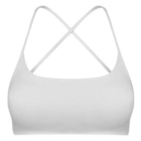 Women Cross Back Sport Bras Padded Strappy Crop Open Back Low Impact Bras Sexy Fitness Tank Tops with Removable Pads Thin Straps for Gym Yoga Workout (Option: BraWhiteXL)