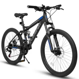 27.5 Inch Full Suspension Mountain Bike, Front And Rear Dual Shock Absorbers, Mechanical Disc Brakes, 21-Speed, Suitable For Men And Women, Ideal (Option: defaulttitle)