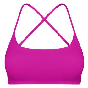 Women Cross Back Sport Bras Padded Strappy Crop Open Back Low Impact Bras Sexy Fitness Tank Tops with Removable Pads Thin Straps for Gym Yoga Workout (Option: BraRoseRedL)