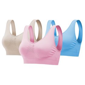 3 Pack Sport Bras For Women Seamless Wire-free Bra Light Support Tank Tops For Fitness Workout Sports Yoga Sleep Wearing (Option: BraLPLBNudeL)