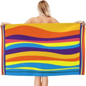 Large Beach Towel 70in X 35in Oversized Lightweight Compact Quick Dry Sand Free Towel For Travel Swim Pool Yoga Gym Camping Multicolored Wave (Option: Waves)