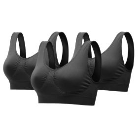 3 Pack Sport Bras For Women Seamless Wire-free Bra Light Support Tank Tops For Fitness Workout Sports Yoga Sleep Wearing (Option: BraBKBKBK3XL)