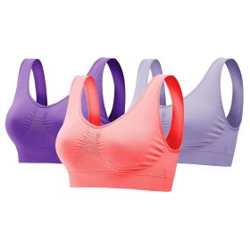 3 Pack Sport Bras For Women Seamless Wire-free Bra Light Support Tank Tops For Fitness Workout Sports Yoga Sleep Wearing (Option: BraPPGYMelonRed3XL)