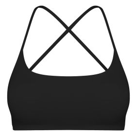 Women Cross Back Sport Bras Padded Strappy Crop Open Back Low Impact Bras Sexy Fitness Tank Tops with Removable Pads Thin Straps for Gym Yoga Workout (Option: BraBlackS)