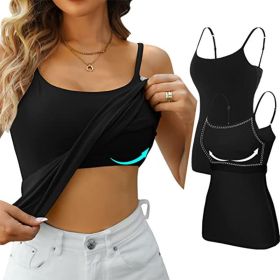 Womens Camisole Sleeveless Cami Vest Top Yoga Tank Tops (Color: BLACK, size: XL)