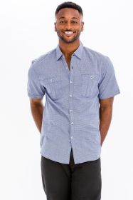 Mens Short Sleeve Button Down Shirt (Color: OCEAN, size: M)