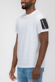 SHORT SLEEVE COTTON TSHIRT (Color: WHITE BLACK, size: S)