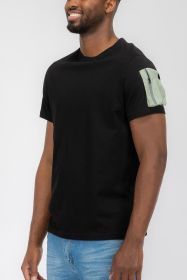 SHORT SLEEVE COTTON TSHIRT (Color: BLACK GREY, size: L)