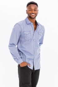 Weiv Men's Casual Long Sleeve Shirts (Color: OCEAN, size: M)