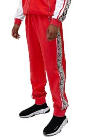Weiv Mens Snake Side Tape Jogger Pants (Color: Red, size: 2XL)