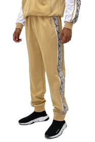 Weiv Mens Snake Side Tape Jogger Pants (Color: KHAKI, size: 2XL)
