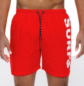Surf&Beach Swim Trunks Board Shorts (Color: Red, size: XL)