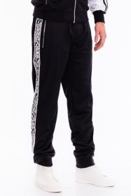 Weiv Mens Snake Side Tape Jogger Pants (Color: BLACK, size: 2XL)