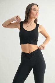 MONO B Ruched Front Active Tank (Color: BLACK, size: M)