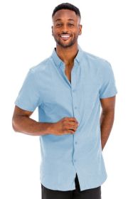 Weiv Men's Casual Short Sleeve Solid Shirts (Color: SKY, size: XL)