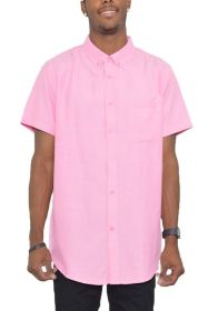 Weiv Men's Casual Short Sleeve Solid Shirts (Color: FUSCHIA, size: XL)