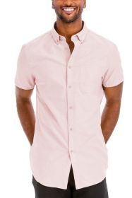 Weiv Men's Casual Short Sleeve Solid Shirts (Color: CINNAMON, size: 2XL)