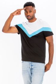COLOR BLOCK TSHIRT (Color: BLACK BLUE, size: L)