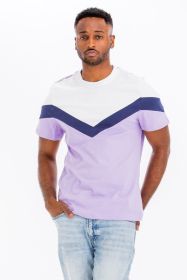 COLOR BLOCK TSHIRT (Color: LILAC/BLUE, size: XL)