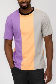 Weiv Mens Color Block T Shirt (Color: LILAC, size: M)