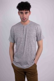 Short Sleeves Henley T-shirt (Color: Oatmeal, size: 2XL)