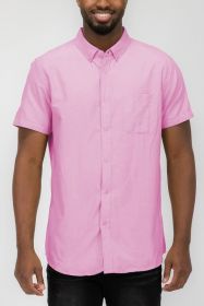 Weiv Men's Casual Short Sleeve Solid Shirts (Color: FUSCHIA, size: S)