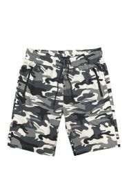 COTTON BLEND LOUNGE SWEAT SHORTS (Color: CAMO GREY, size: L)