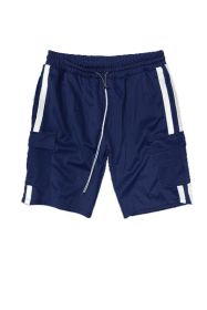 Two Stripe Cargo Pouch Shorts (Color: NAVY WHITE, size: XL)