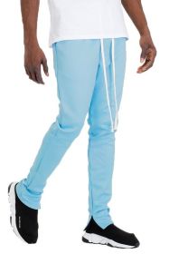 SOLID COLOR PLAIN BASIC TRACK PANTS (Color: Light Blue, size: XL)