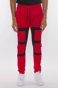 COLOR BLOCK CARGO TRACK PANT (Color: black lime, size: M)