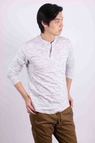 Long Sleeves Henley T-shirt (Color: White, size: XL)