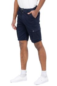 Weiv Mens Belted Cargo Shorts with Belt (Color: NAVY, size: 34)