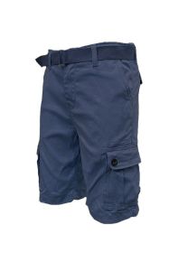 Weiv Mens Belted Cargo Shorts Pockets and Belt (Color: NAVY, size: 34)