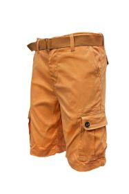 Weiv Mens Belted Cargo Shorts with Belt (Color: Dark Grey, size: L)