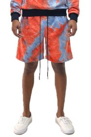 Weiv Mens Tye Dye Sweat Shorts (Color: RED ORANGE, size: 2XL)