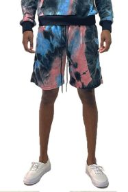 Weiv Mens Tye Dye Sweat Shorts (Color: BLACK BLUE, size: 3XL)
