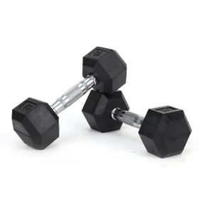 HDRS Rubber Coated Dumbbell with Contoured Chrome Handle (Color: BLACK, Weights Available: 10LB)
