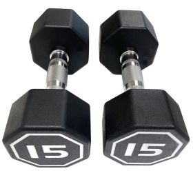 Octagon Dumbbell for Commercial & Household Fitness Usage (Color: BLACK, Weights Available: 15LB)