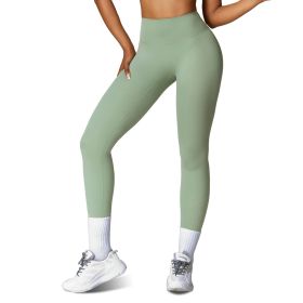 Women's High Waist Workout Leggings Tummy Control Compression Yoga Tight Pants Gym Pants Athletic Running Leggings with 25In Inseam No Front Seam (Color: 1PcPink+1PcPearlGrey+1PcGreen, size: L)